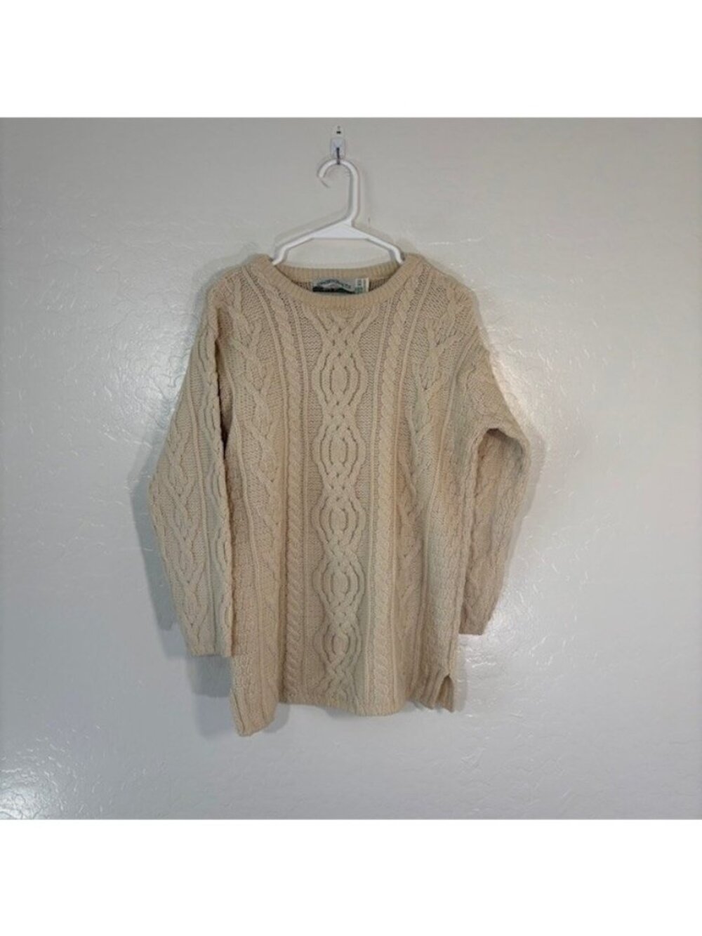 Aran Crafts Sweater Womens XS Wool Pullover Cable Knit Ivory Ireland